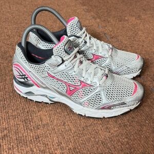 Mizuno Wave Rider 14 Womens Running Shoes Silver Pink Mesh Sneakers 8KN-10366 C+